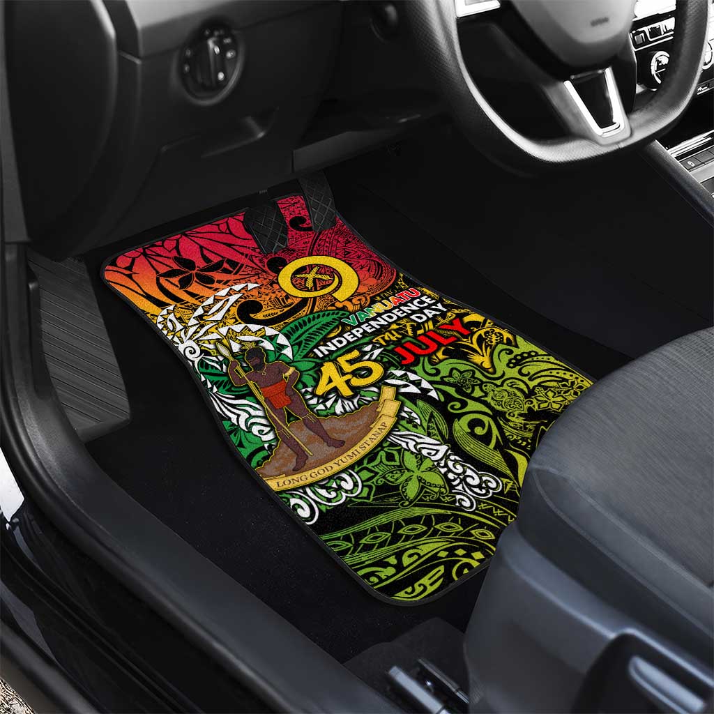Personalized Vanuatu 45th Independence Anniversary Car Mats Melanesian Pattern Reggae - Polynesian Pride