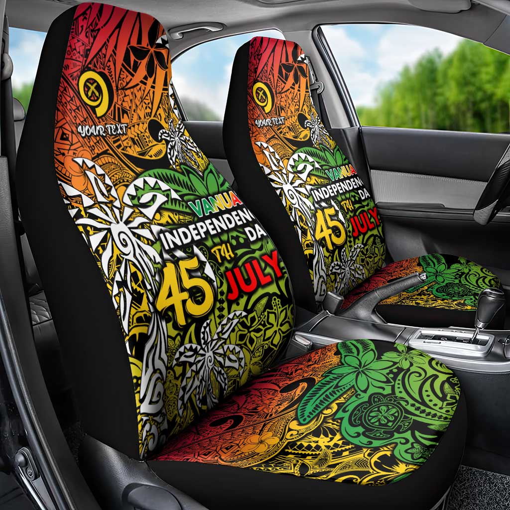 Personalized Vanuatu 45th Independence Anniversary Car Seat Cover Melanesian Pattern Reggae - Polynesian Pride