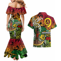 Personalized Vanuatu 45th Independence Anniversary Couples Matching Mermaid Dress and Hawaiian Shirt Melanesian Pattern Reggae - Polynesian Pride