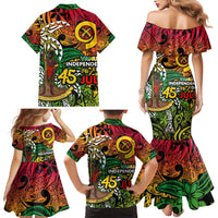 Personalized Vanuatu 45th Independence Anniversary Family Matching Mermaid Dress and Hawaiian Shirt Melanesian Pattern Reggae - Polynesian Pride