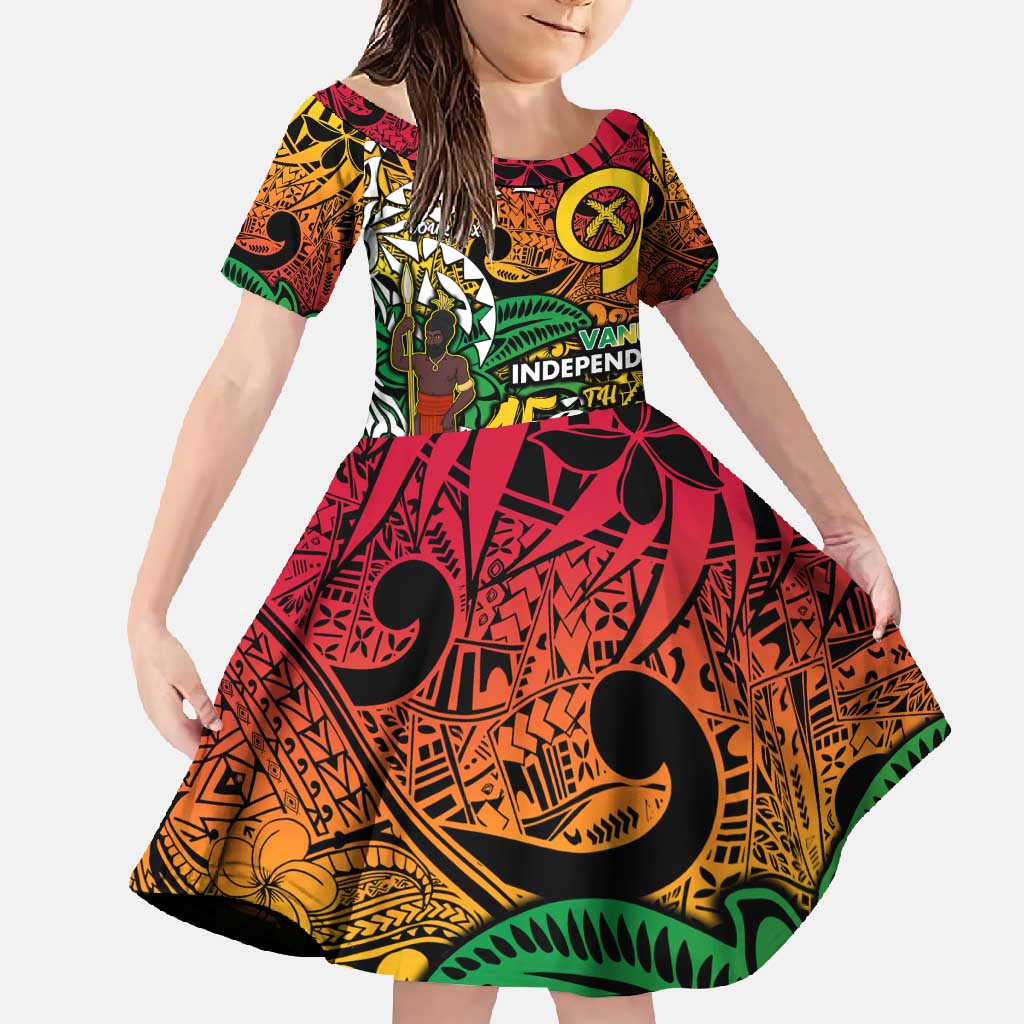 Personalized Vanuatu 45th Independence Anniversary Family Matching Off Shoulder Maxi Dress and Hawaiian Shirt Melanesian Pattern Reggae DT02 Daughter's Dress Art - Polynesian Pride