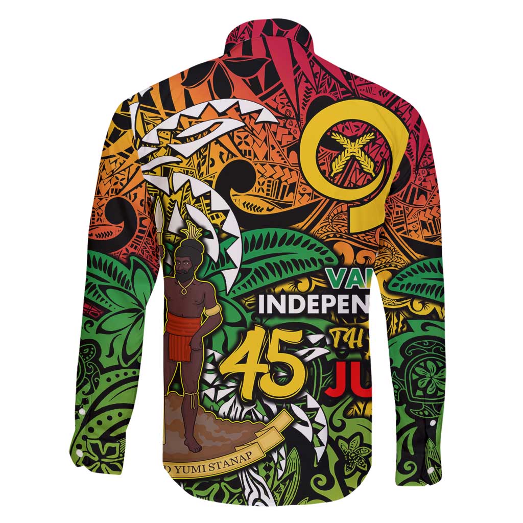 Personalized Vanuatu 45th Independence Anniversary Family Matching Off Shoulder Short Dress and Hawaiian Shirt Melanesian Pattern Reggae - Polynesian Pride