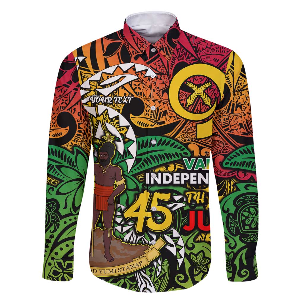Personalized Vanuatu 45th Independence Anniversary Family Matching Puletasi and Hawaiian Shirt Melanesian Pattern Reggae DT02 Dad's Shirt - Long Sleeve Art - Polynesian Pride