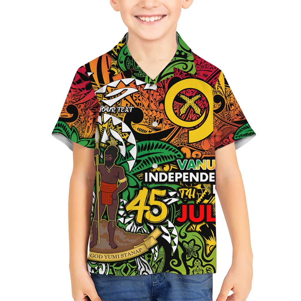 Personalized Vanuatu 45th Independence Anniversary Family Matching Puletasi and Hawaiian Shirt Melanesian Pattern Reggae DT02 Son's Shirt Art - Polynesian Pride