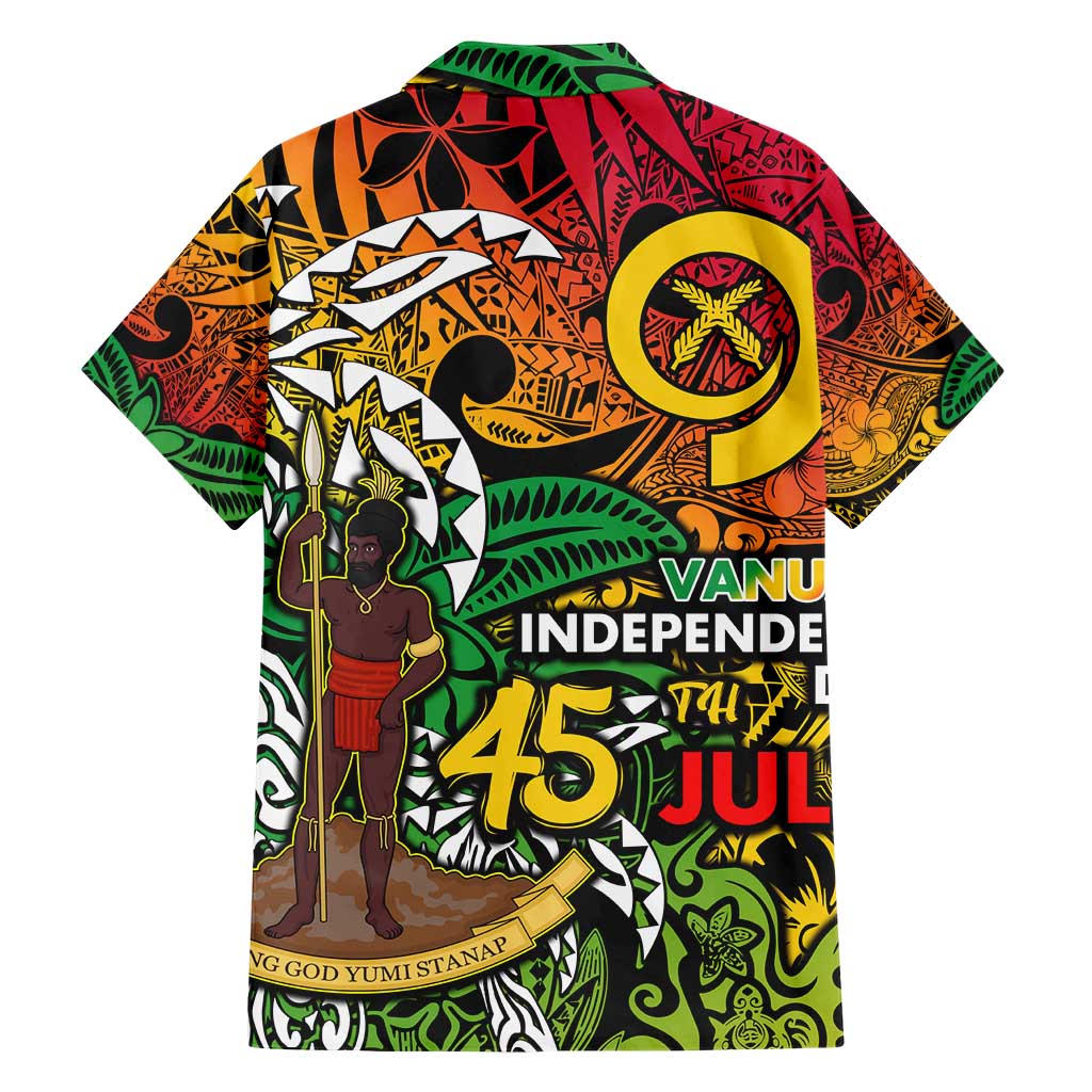 Personalized Vanuatu 45th Independence Anniversary Family Matching Short Sleeve Bodycon Dress and Hawaiian Shirt Melanesian Pattern Reggae - Polynesian Pride