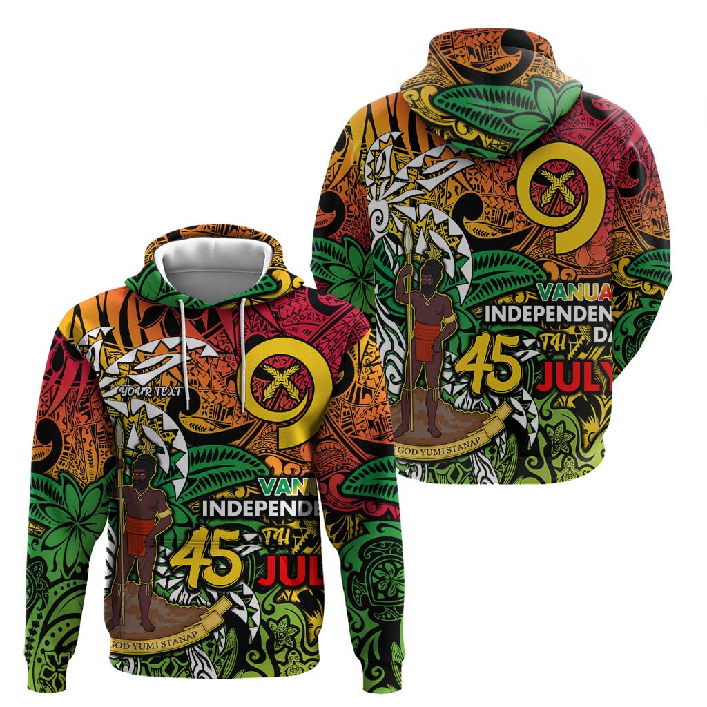 Personalized Vanuatu 45th Independence Anniversary Hoodie Melanesian Pattern Reggae - Polynesian Pride
