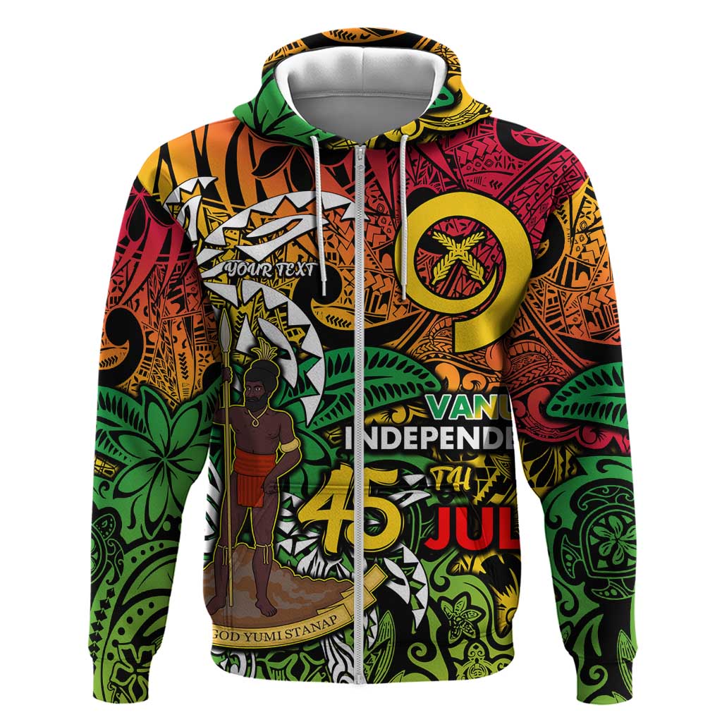 Personalized Vanuatu 45th Independence Anniversary Hoodie Melanesian Pattern Reggae - Polynesian Pride