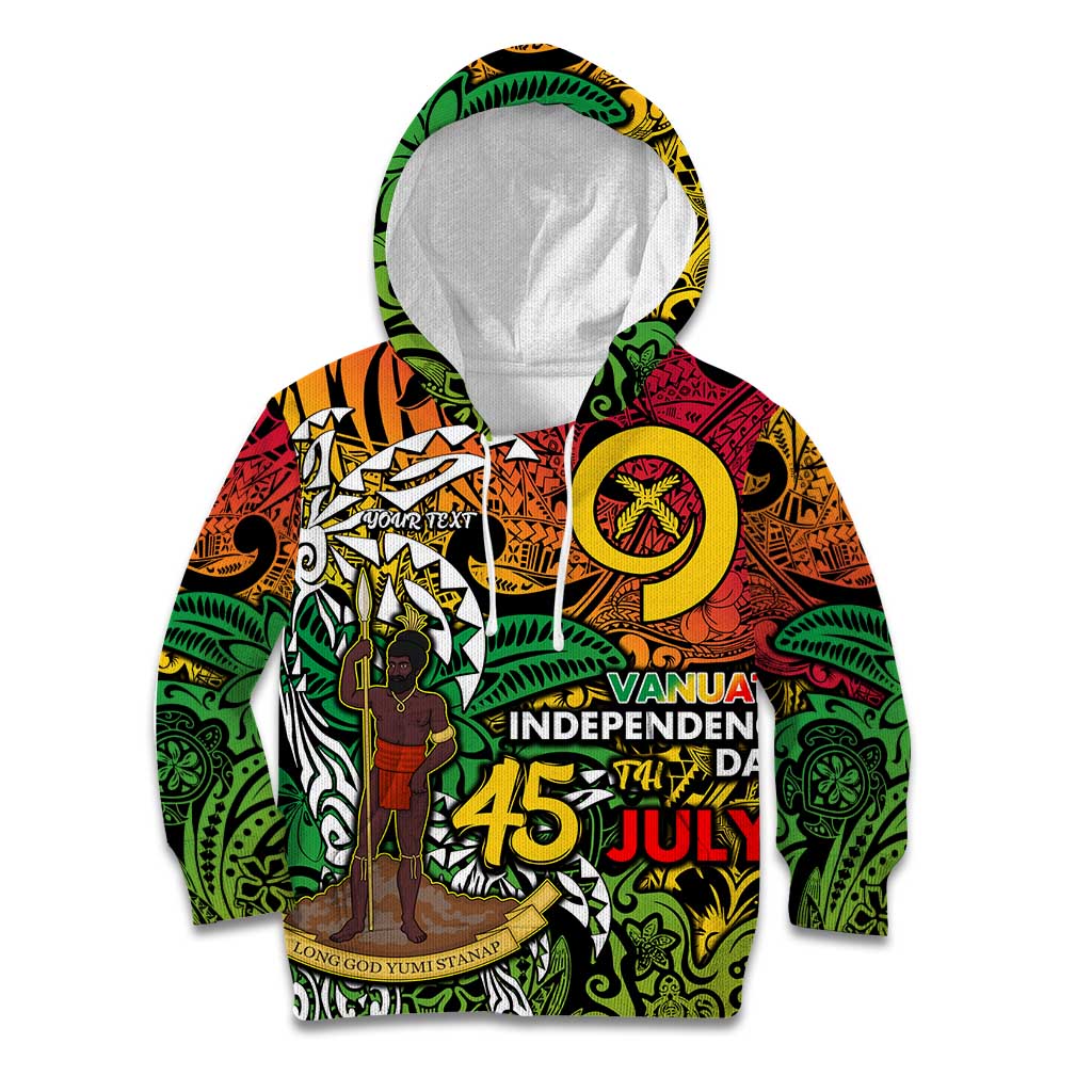 Personalized Vanuatu 45th Independence Anniversary Kid Hoodie Melanesian Pattern Reggae DT02 Hoodie Art - Polynesian Pride
