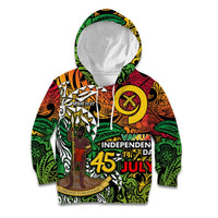 Personalized Vanuatu 45th Independence Anniversary Kid Hoodie Melanesian Pattern Reggae DT02 Hoodie Art - Polynesian Pride