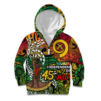 Personalized Vanuatu 45th Independence Anniversary Kid Hoodie Melanesian Pattern Reggae DT02 Zip Hoodie Art - Polynesian Pride