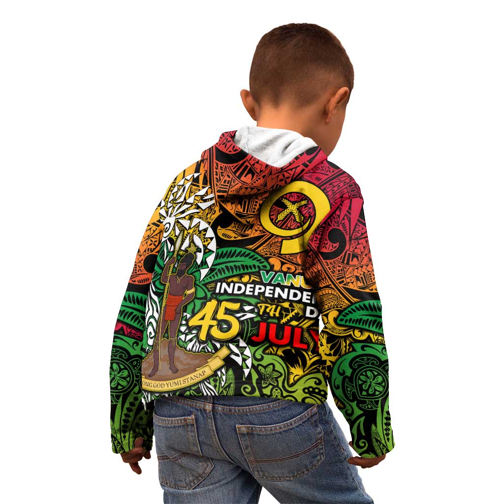Personalized Vanuatu 45th Independence Anniversary Kid Hoodie Melanesian Pattern Reggae DT02 - Polynesian Pride