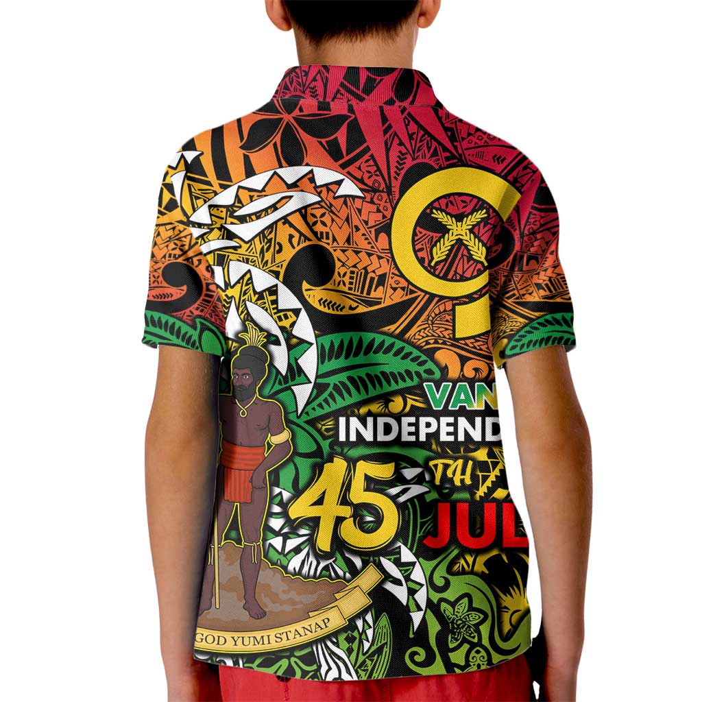 Personalized Vanuatu 45th Independence Anniversary Kid Polo Shirt Melanesian Pattern Reggae DT02 - Polynesian Pride
