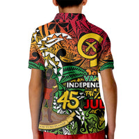 Personalized Vanuatu 45th Independence Anniversary Kid Polo Shirt Melanesian Pattern Reggae DT02 - Polynesian Pride
