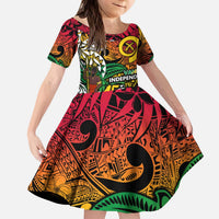 Personalized Vanuatu 45th Independence Anniversary Kid Short Sleeve Dress Melanesian Pattern Reggae DT02 KID Art - Polynesian Pride