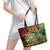 Personalized Vanuatu 45th Independence Anniversary Leather Tote Bag Melanesian Pattern Reggae - Polynesian Pride