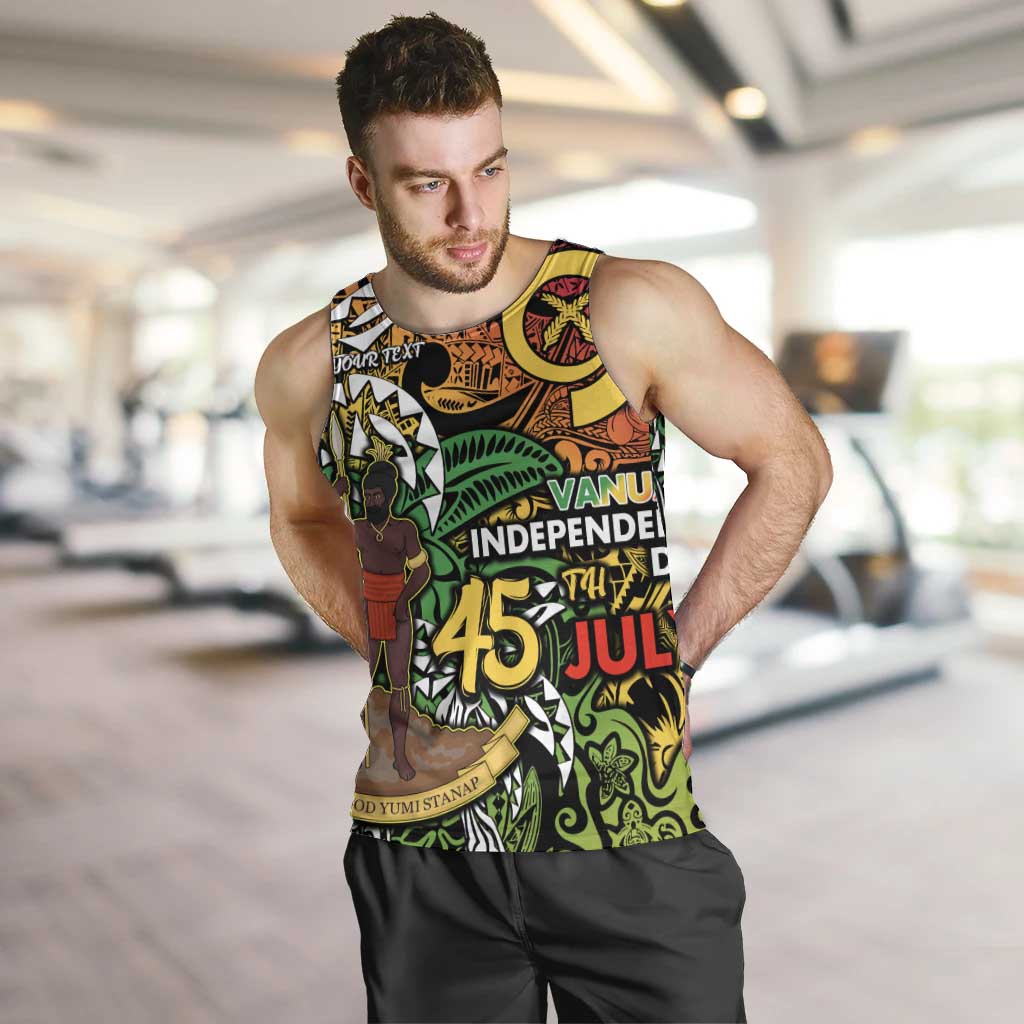 Personalized Vanuatu 45th Independence Anniversary Men Tank Top Melanesian Pattern Reggae - Polynesian Pride