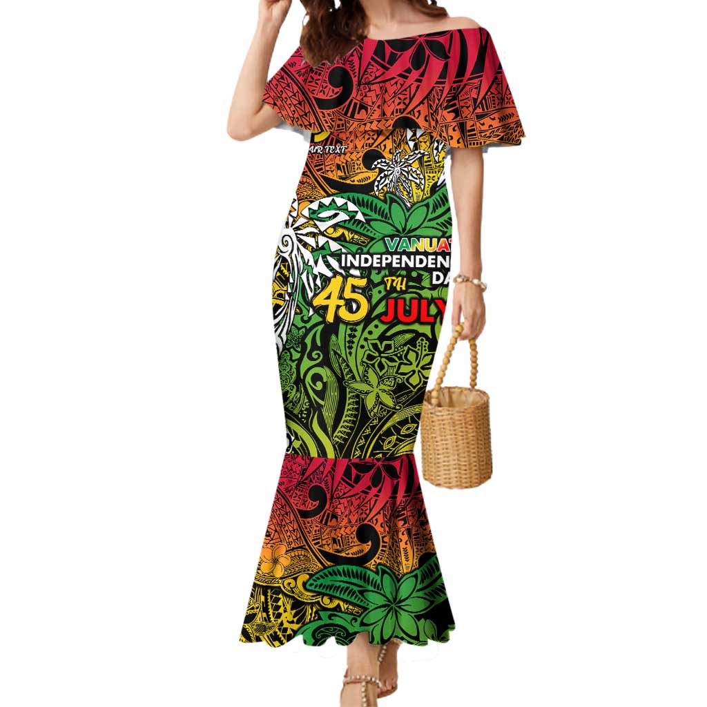 Personalized Vanuatu 45th Independence Anniversary Mermaid Dress Melanesian Pattern Reggae - Polynesian Pride
