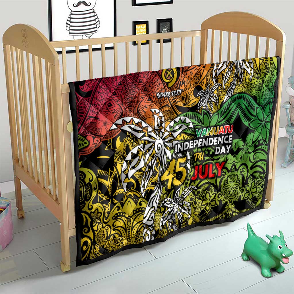 Personalized Vanuatu 45th Independence Anniversary Quilt Melanesian Pattern Reggae - Polynesian Pride
