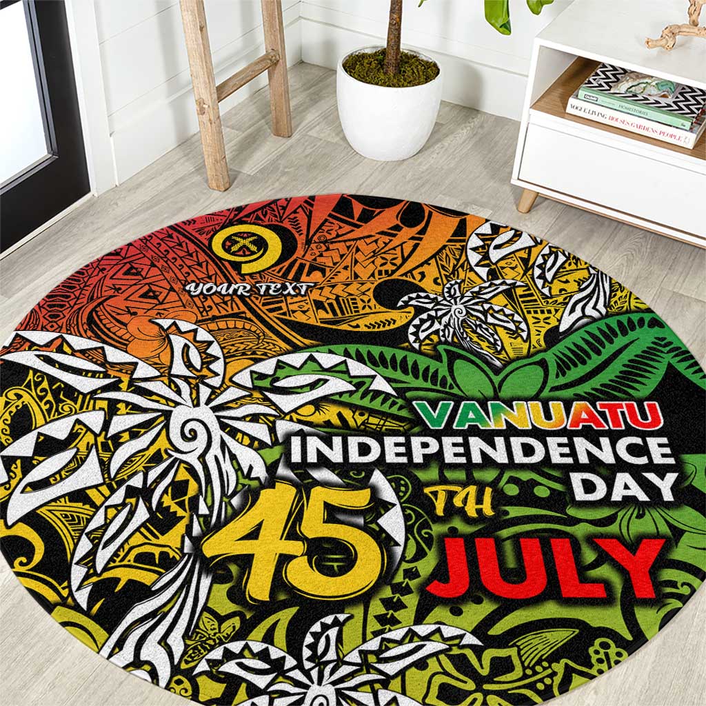 Personalized Vanuatu 45th Independence Anniversary Round Carpet Melanesian Pattern Reggae - Polynesian Pride