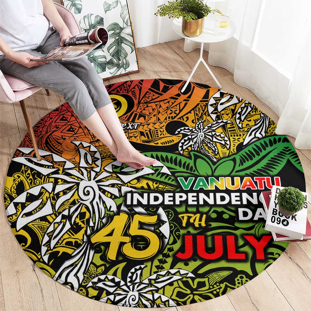 Personalized Vanuatu 45th Independence Anniversary Round Carpet Melanesian Pattern Reggae - Polynesian Pride