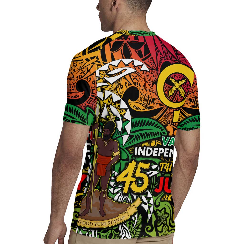Personalized Vanuatu 45th Independence Anniversary Rugby Jersey Melanesian Pattern Reggae - Polynesian Pride