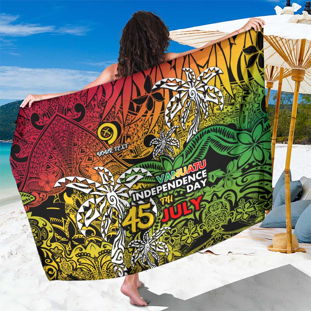 Personalized Vanuatu 45th Independence Anniversary Sarong Melanesian Pattern Reggae - Polynesian Pride
