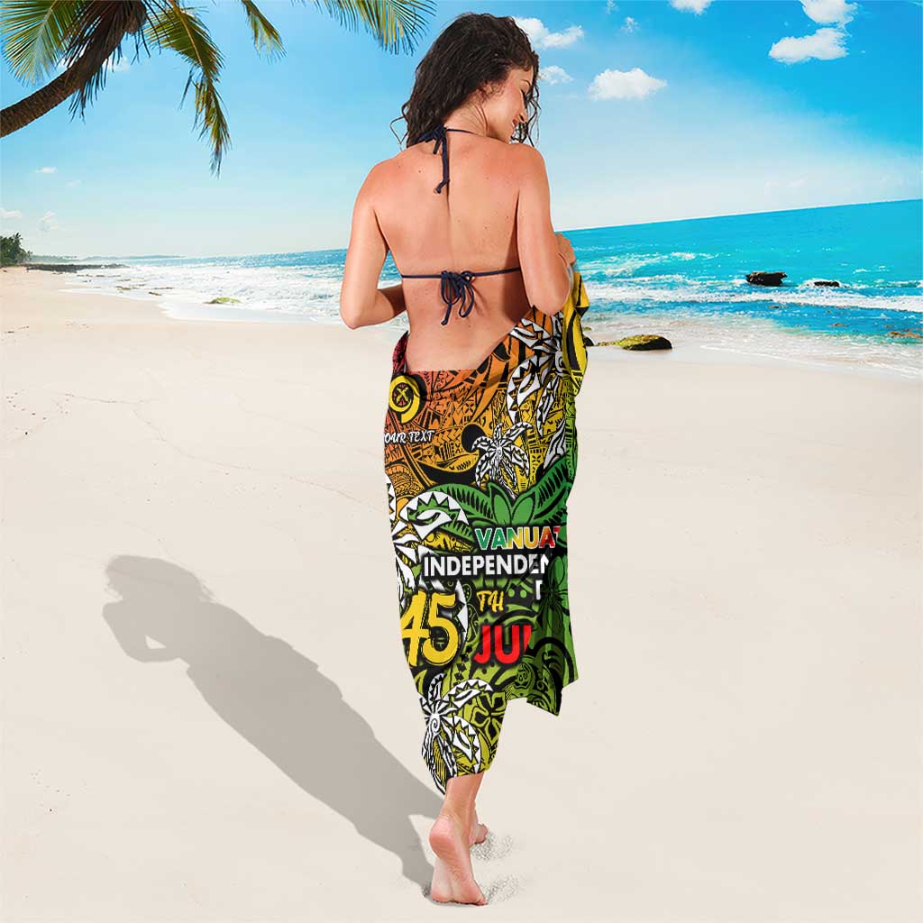 Personalized Vanuatu 45th Independence Anniversary Sarong Melanesian Pattern Reggae - Polynesian Pride