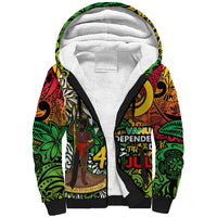 Personalized Vanuatu 45th Independence Anniversary Sherpa Hoodie Melanesian Pattern Reggae - Polynesian Pride