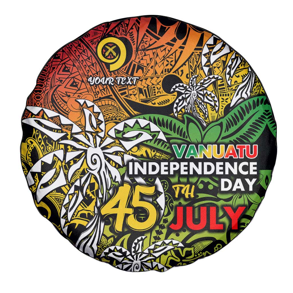 Personalized Vanuatu 45th Independence Anniversary Spare Tire Cover Melanesian Pattern Reggae - Polynesian Pride