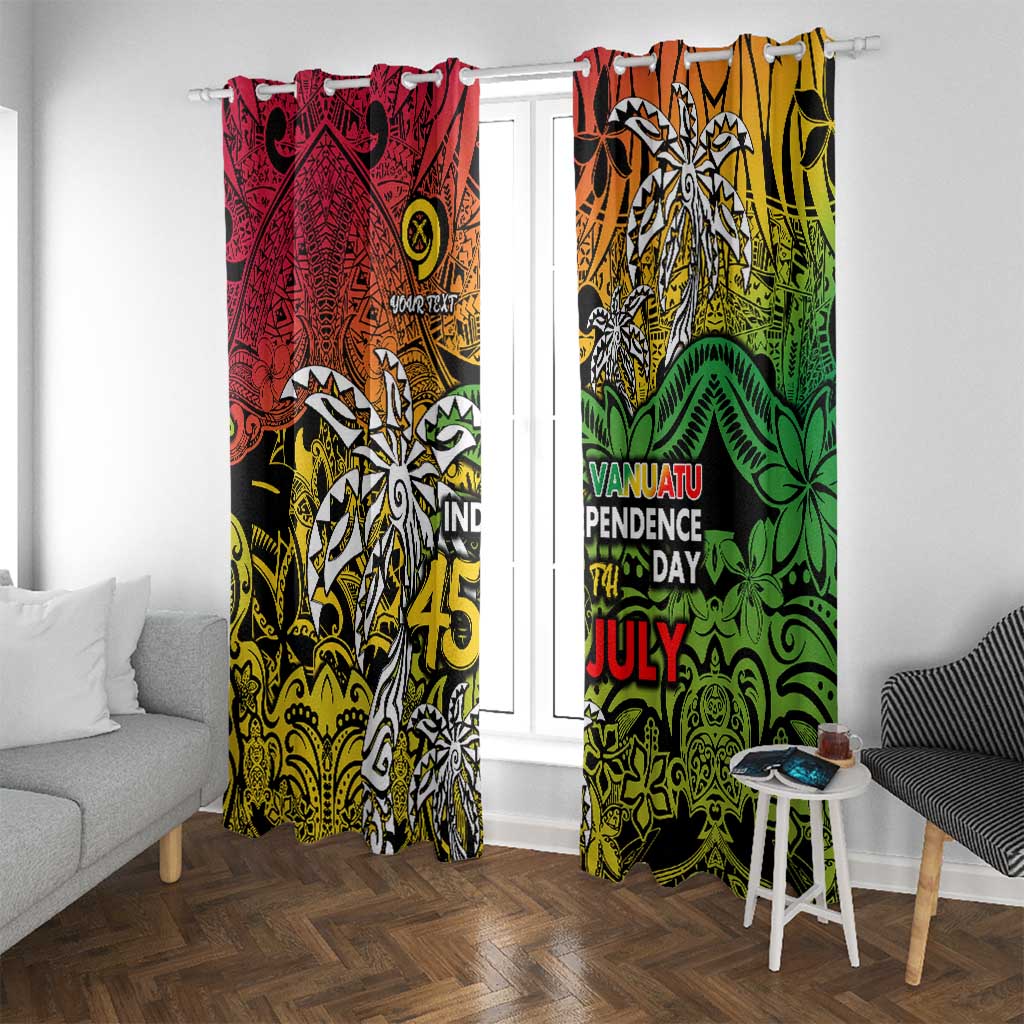 Personalized Vanuatu 45th Independence Anniversary Window Curtain Melanesian Pattern Reggae - Polynesian Pride