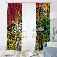 Personalized Vanuatu 45th Independence Anniversary Window Curtain Melanesian Pattern Reggae - Polynesian Pride