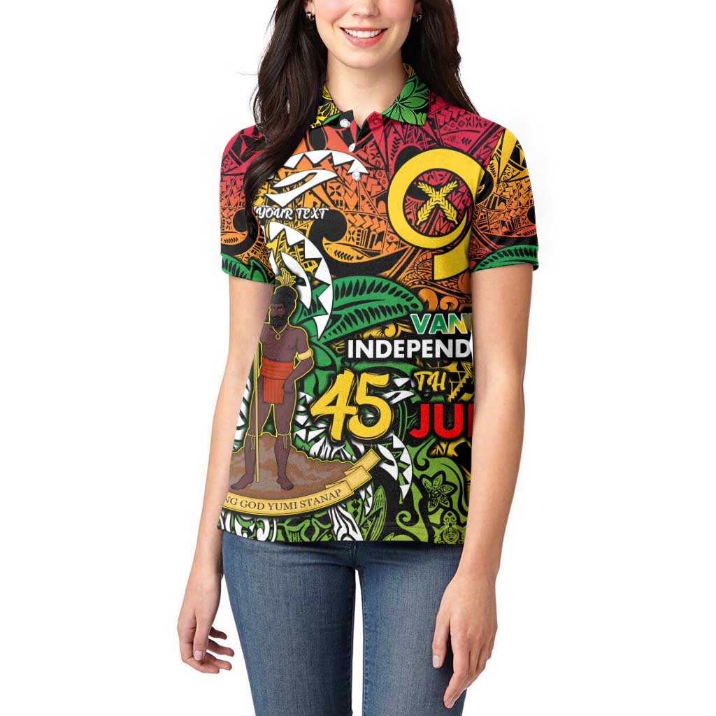 Personalized Vanuatu 45th Independence Anniversary Women Polo Shirt Melanesian Pattern Reggae - Polynesian Pride