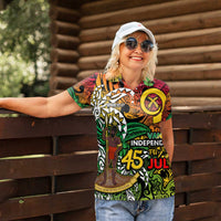 Personalized Vanuatu 45th Independence Anniversary Women Polo Shirt Melanesian Pattern Reggae - Polynesian Pride