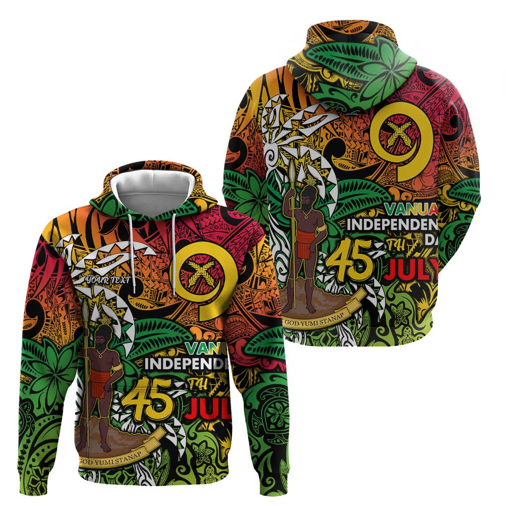 Personalized Vanuatu 45th Independence Anniversary Zip Hoodie Melanesian Pattern Reggae - Polynesian Pride