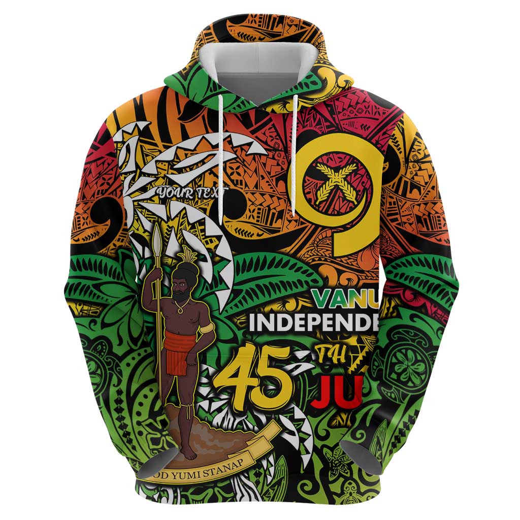 Personalized Vanuatu 45th Independence Anniversary Zip Hoodie Melanesian Pattern Reggae - Polynesian Pride