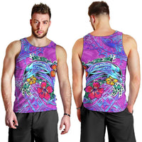 Personalized Dolphin Polynesia Men Tank Top Hibiscus Tropical Wave - Purple Vibes