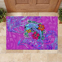 Dolphin Polynesia Rubber Doormat Hibiscus Tropical Wave - Purple Vibes DT02 Purple - Polynesian Pride