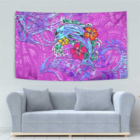 Dolphin Polynesia Tapestry Hibiscus Tropical Wave - Purple Vibes DT02 - Polynesian Pride