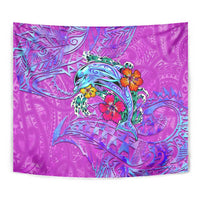 Dolphin Polynesia Tapestry Hibiscus Tropical Wave - Purple Vibes DT02 - Polynesian Pride