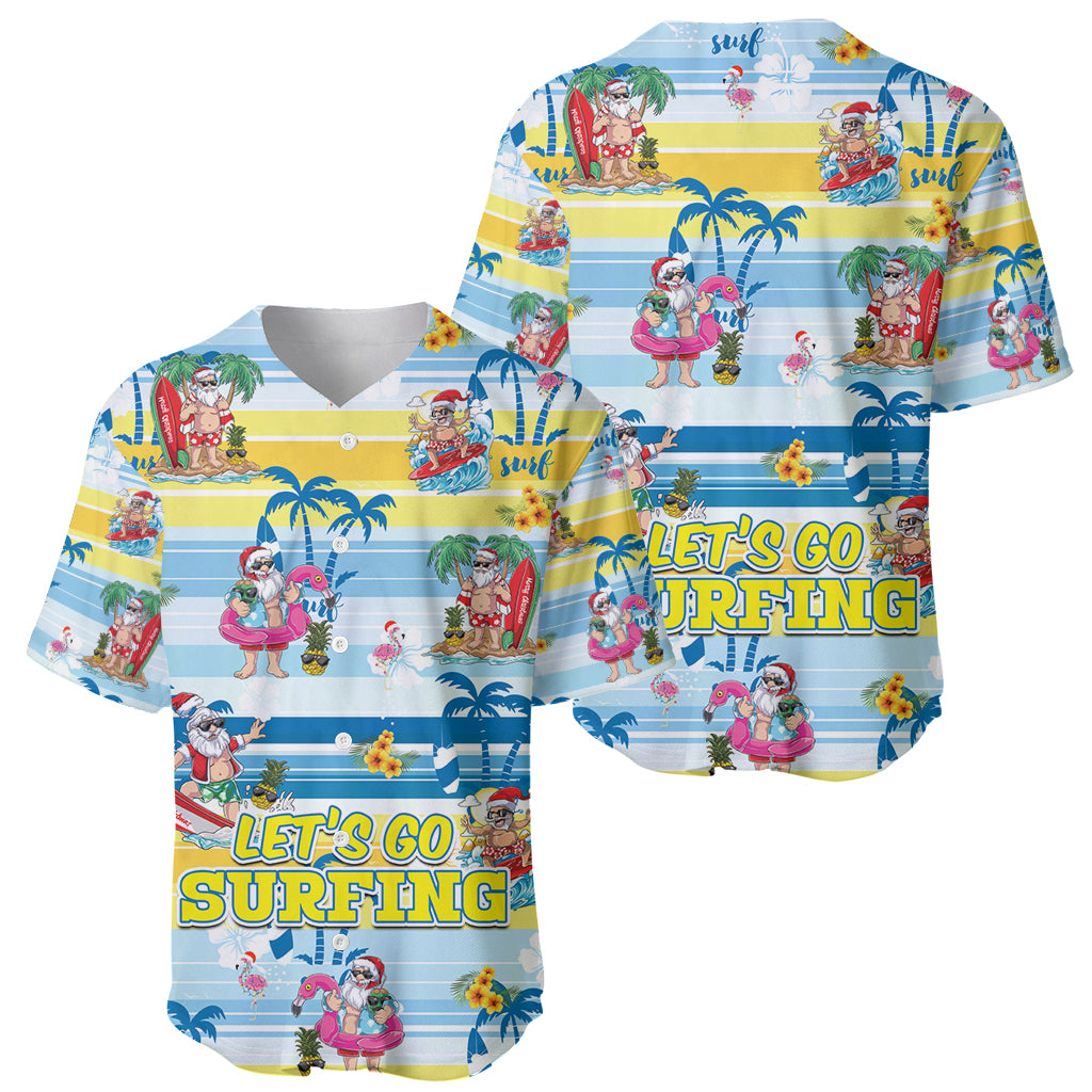 Surfing Christmas Baseball Jersey Tropical Santa Let's Go Surfing DT02 - Polynesian Pride