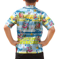 Surfing Christmas Family Matching Short Sleeve Bodycon Dress and Hawaiian Shirt Tropical Santa Let's Go Surfing DT02 - Polynesian Pride
