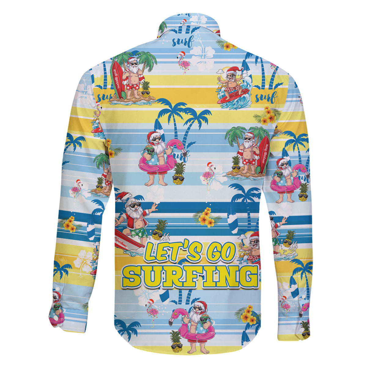 Surfing Christmas Family Matching Summer Maxi Dress and Hawaiian Shirt Tropical Santa Let's Go Surfing DT02 - Polynesian Pride