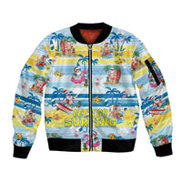 Surfing Christmas Sleeve Zip Bomber Jacket Tropical Santa Let's Go Surfing DT02 Unisex Art - Polynesian Pride