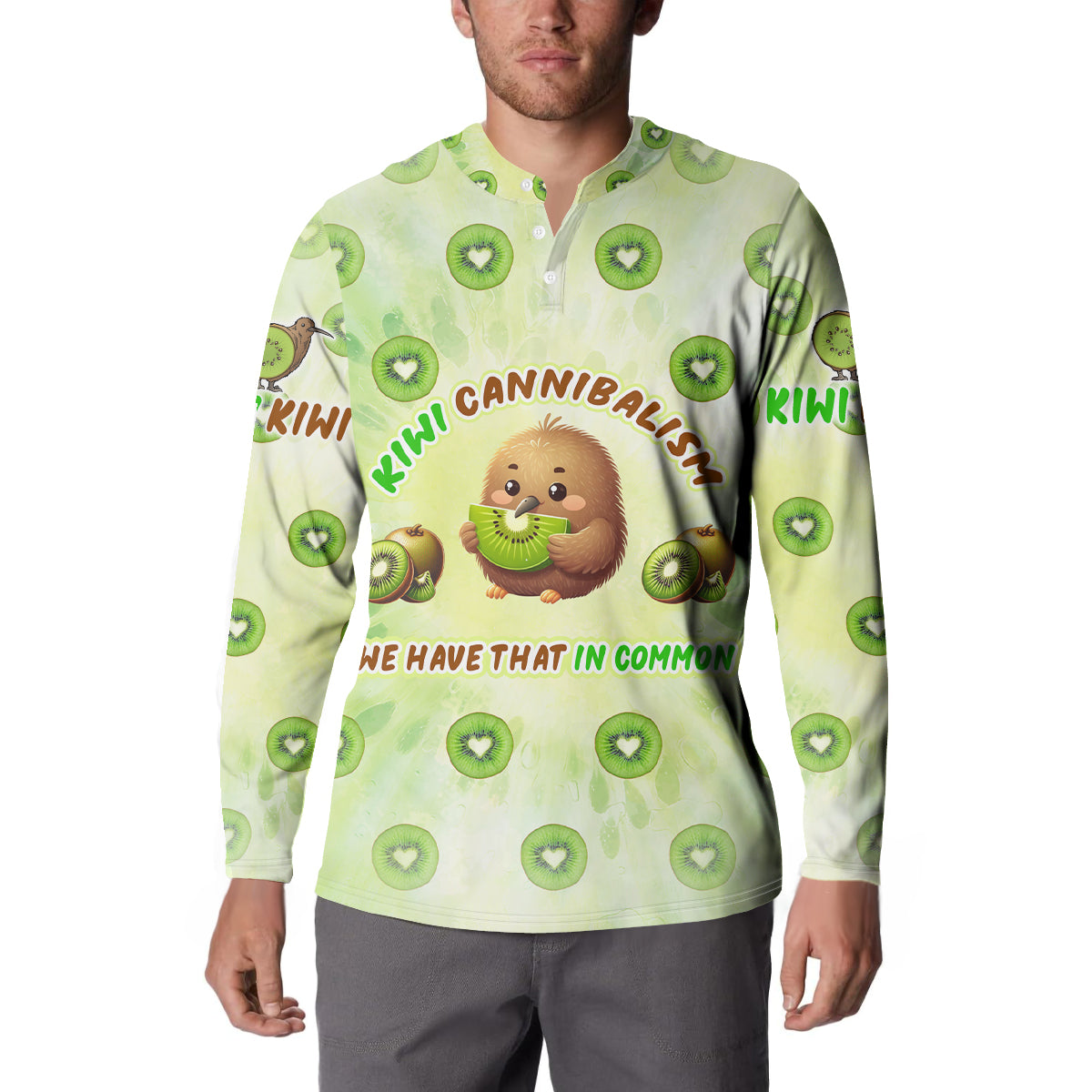Kiwi Cannibalism Button Sweatshirt New Zealand Kiwi Cute Bird Funny DT02 - Polynesian Pride