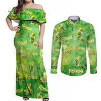 I Love Kiwi Couples Matching Off Shoulder Maxi Dress and Long Sleeve Button Shirt New Zealand Kiwi Fruit Summer Cocktail
