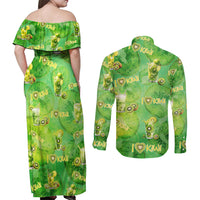 I Love Kiwi Couples Matching Off Shoulder Maxi Dress and Long Sleeve Button Shirt New Zealand Kiwi Fruit Summer Cocktail