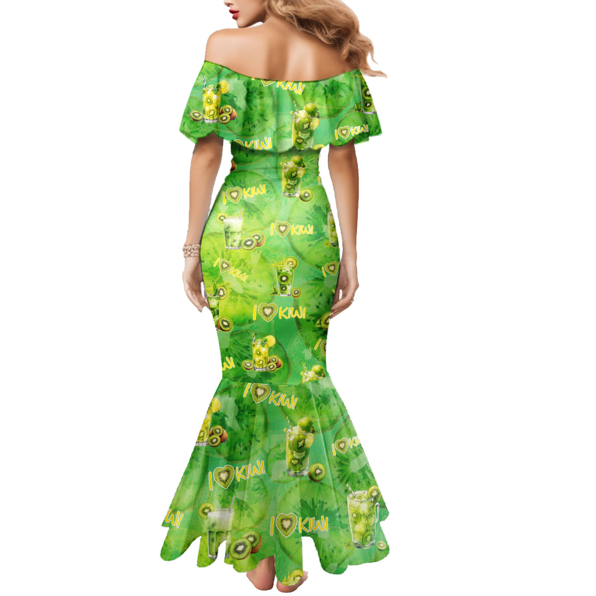 I Love Kiwi Family Matching Mermaid Dress and Hawaiian Shirt New Zealand Kiwi Fruit Summer Cocktail