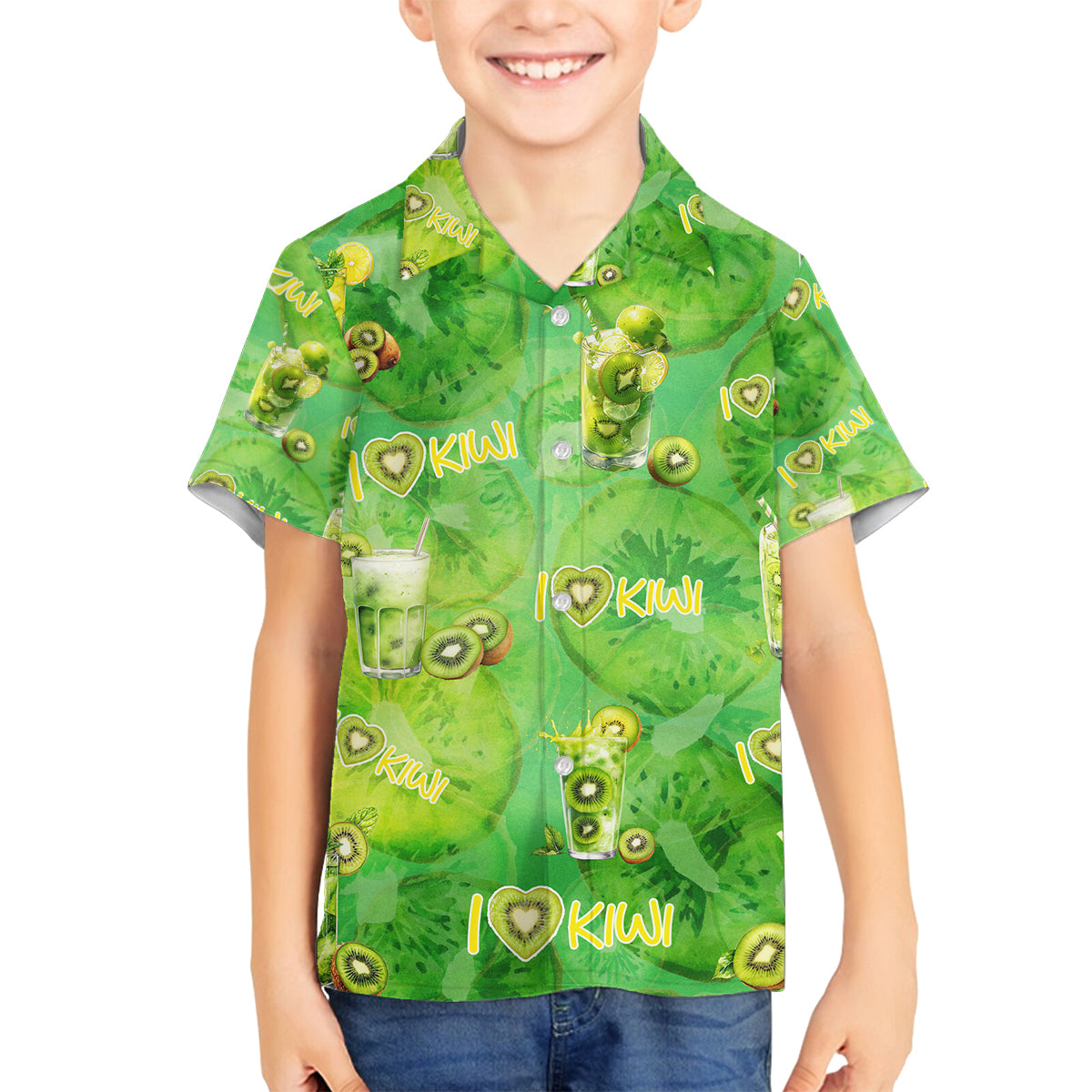 I Love Kiwi Family Matching Tank Maxi Dress and Hawaiian Shirt New Zealand Kiwi Fruit Summer Cocktail