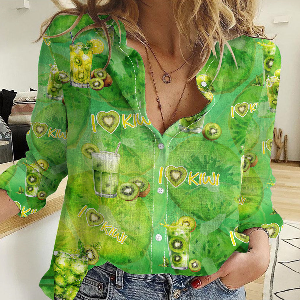 I Love Kiwi Women Casual Shirt New Zealand Kiwi Fruit Summer Cocktail