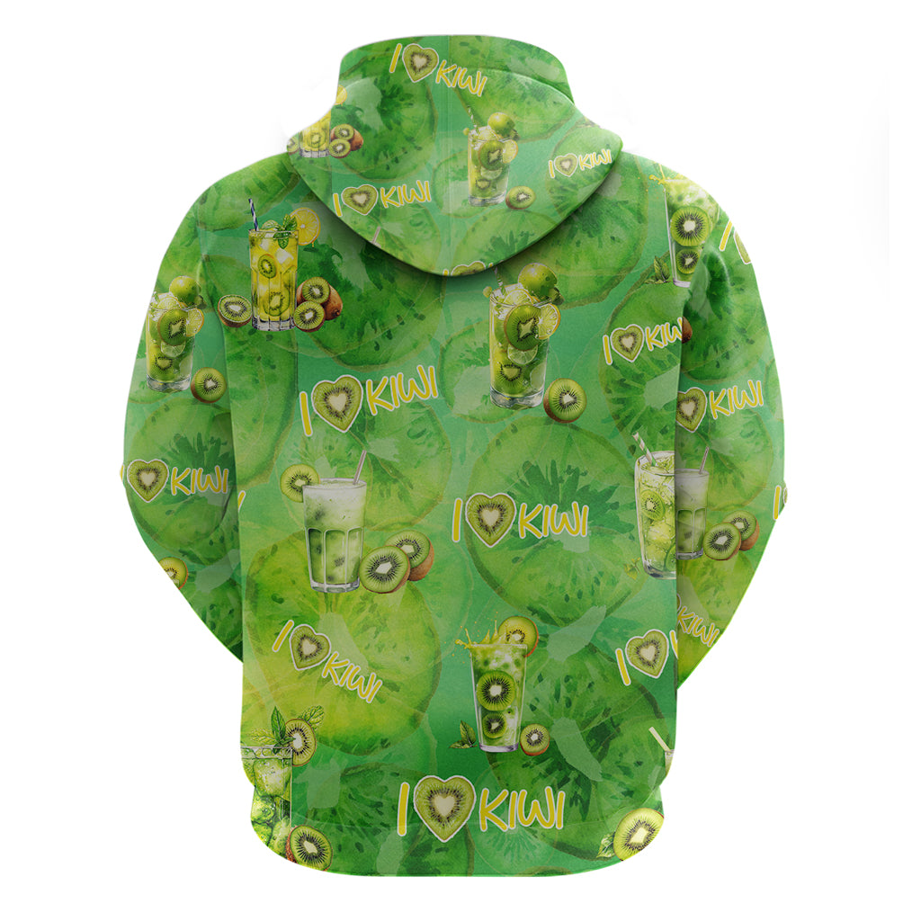 I Love Kiwi Zip Hoodie New Zealand Kiwi Fruit Summer Cocktail